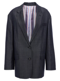 ETRO Pegaso Single Breasted Blazer Blue