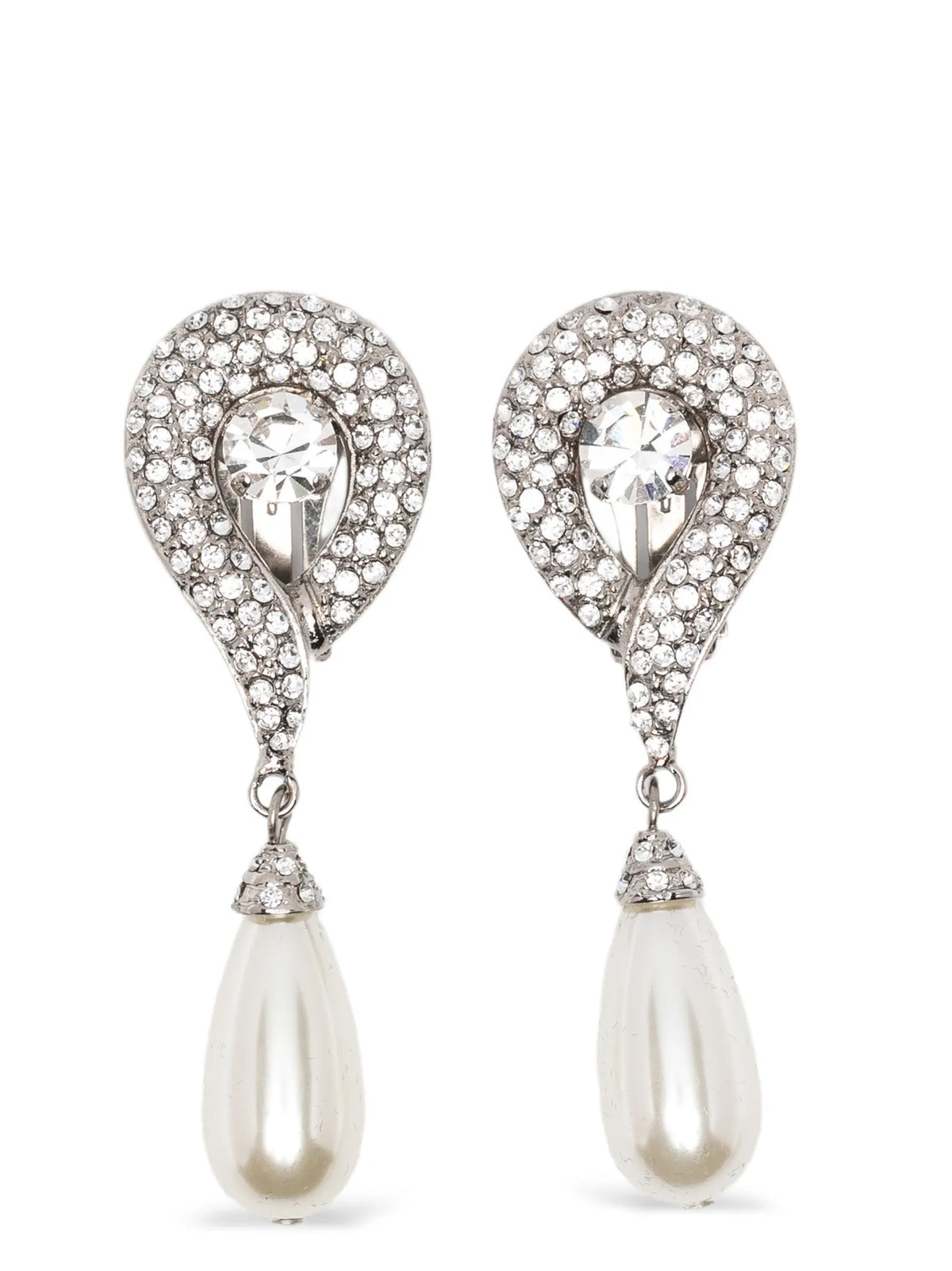 Alessandra Rich Pendant Pearl Earrings Silver
