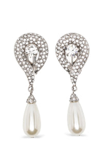Alessandra Rich Pendant Pearl Earrings Silver