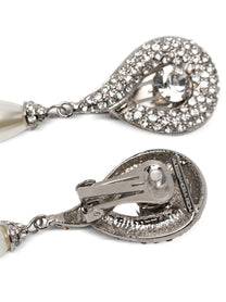 Alessandra Rich Pendant Pearl Earrings Silver
