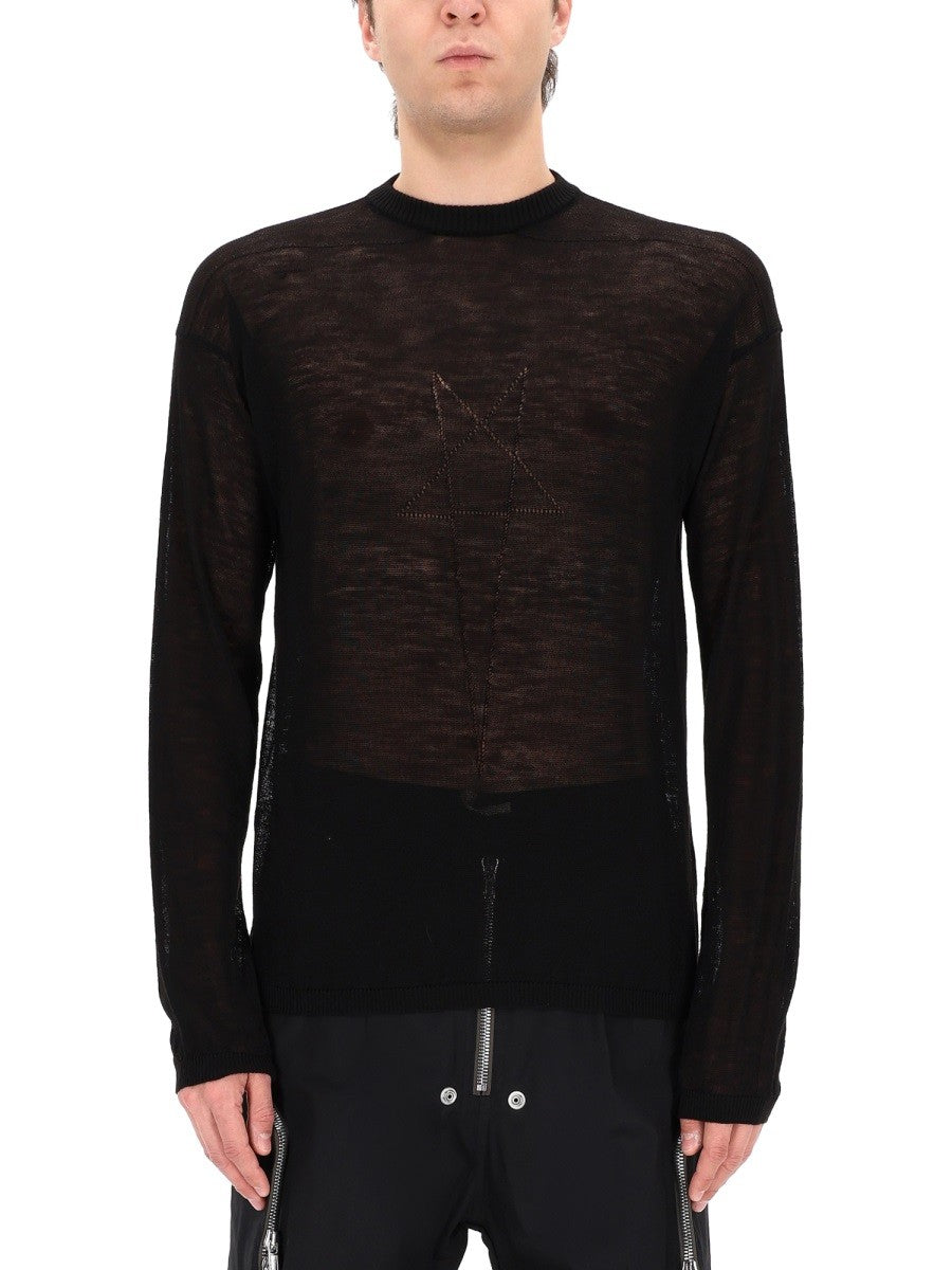 Rick Owens Men's Penta Sheer Pull Sweater Black