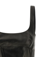 Ermanno Scervino Peplos Leather Top Black, view 3