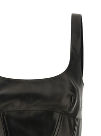Ermanno Scervino Peplos Leather Top Black, view 3