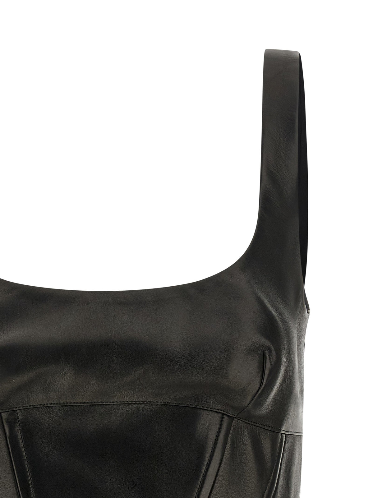 Ermanno Scervino Peplos Leather Top Black, view 3