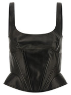 Ermanno Scervino Peplos Leather Top Black