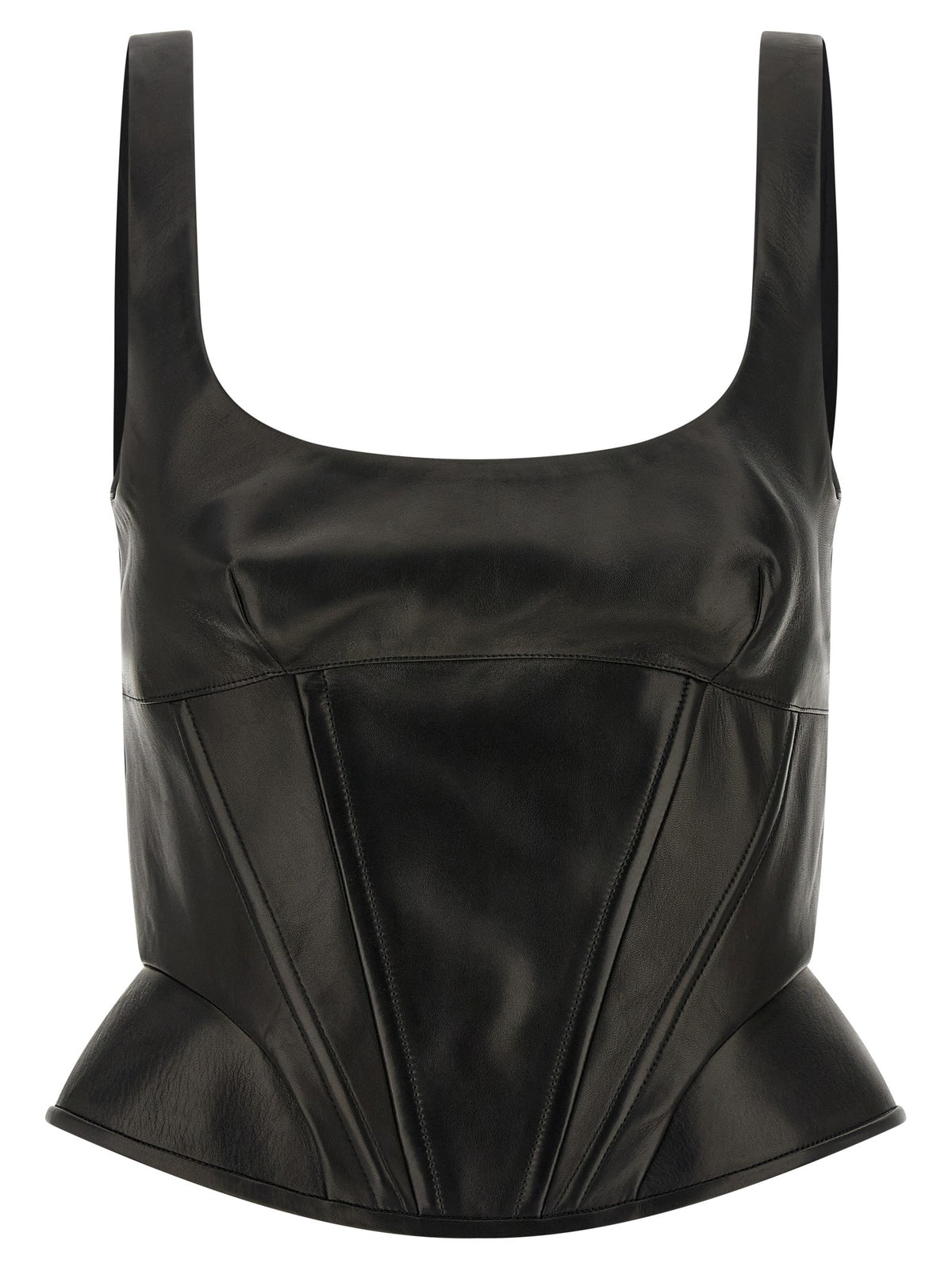 Ermanno Scervino Peplos Leather Top Black