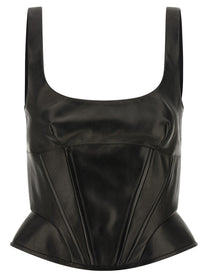Ermanno Scervino Peplos Leather Top Black