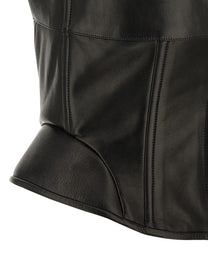 Ermanno Scervino Peplos Leather Top Black, view 4