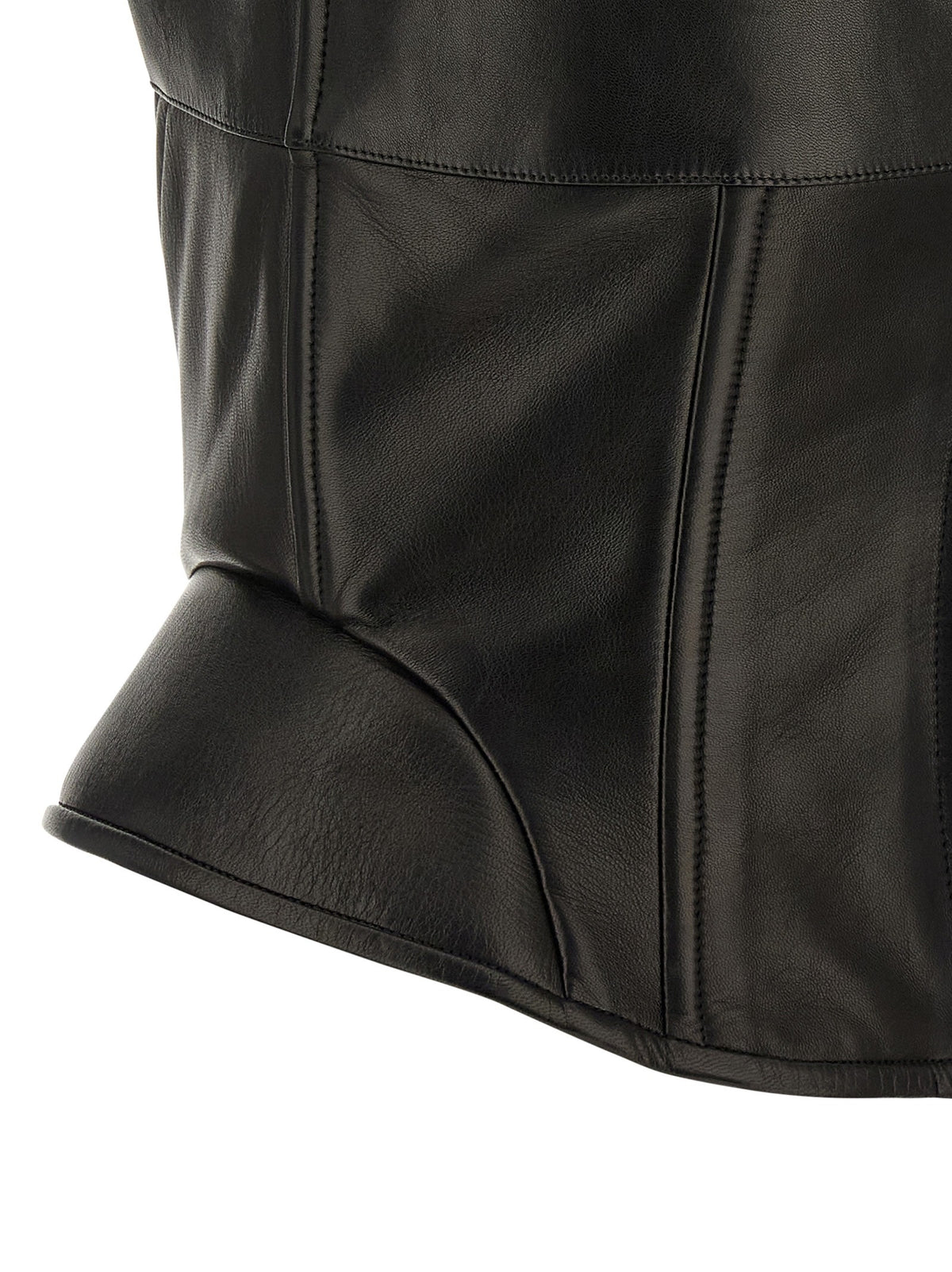Ermanno Scervino Peplos Leather Top Black, view 4