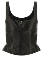 Ermanno Scervino Peplos Leather Top Black, view 2