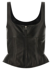 Ermanno Scervino Peplos Leather Top Black, view 2