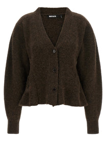 ROTATE Birger Christensen Peplum Fund Cardigan Brown