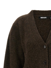 ROTATE Birger Christensen Peplum Fund Cardigan Brown