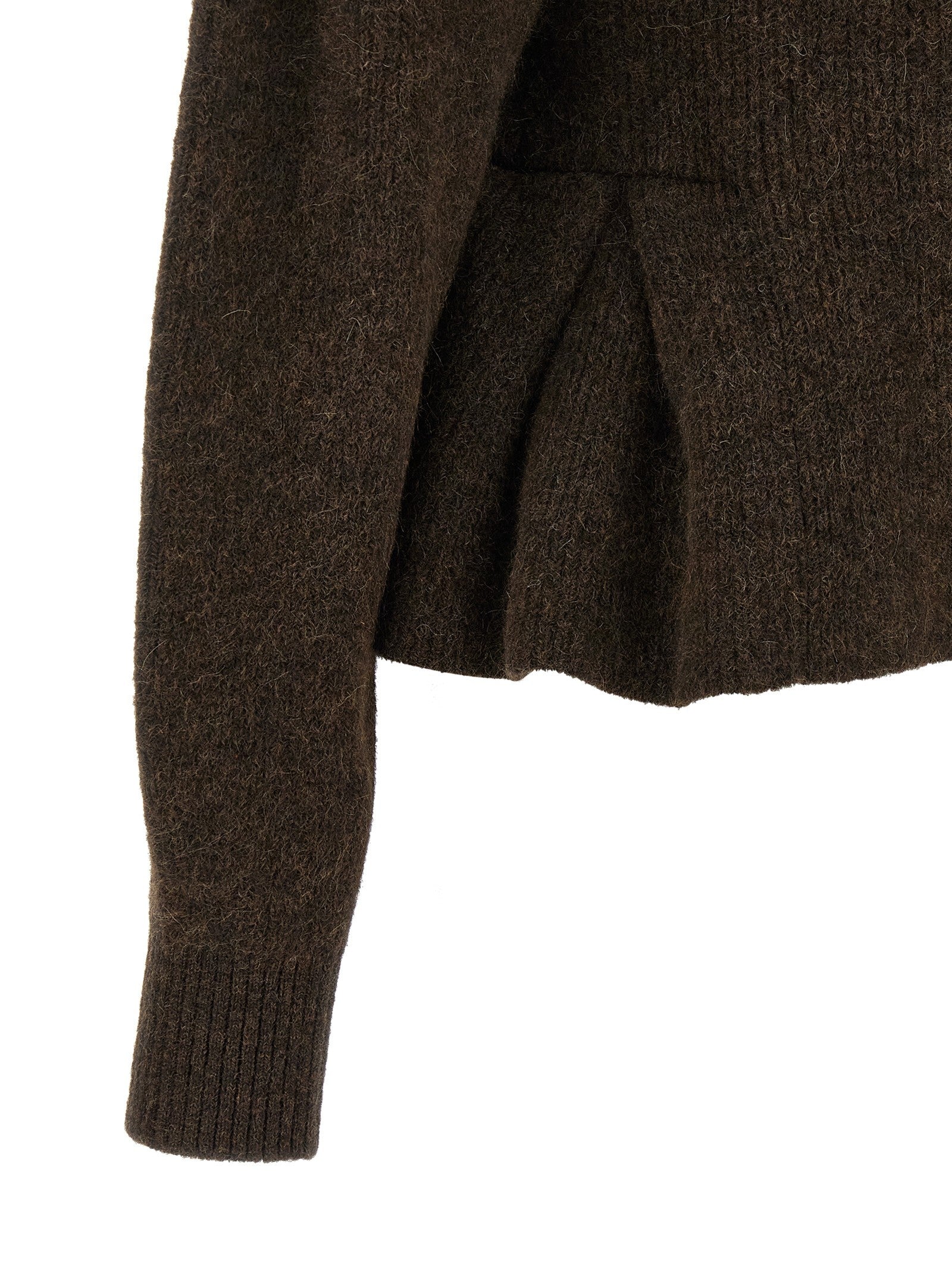 ROTATE Birger Christensen Peplum Fund Cardigan Brown