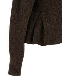 ROTATE Birger Christensen Peplum Fund Cardigan Brown