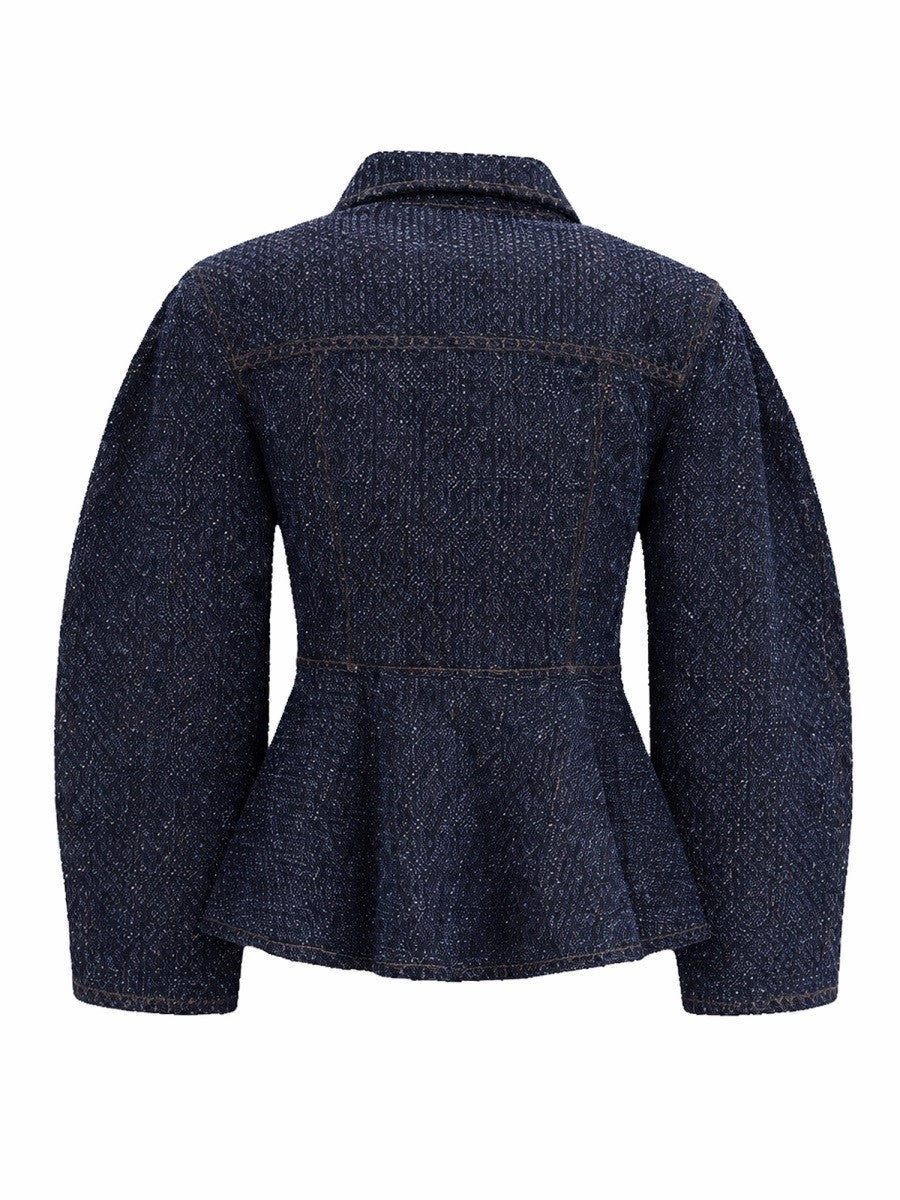 Ganni Women's Peplum Jacket Blue