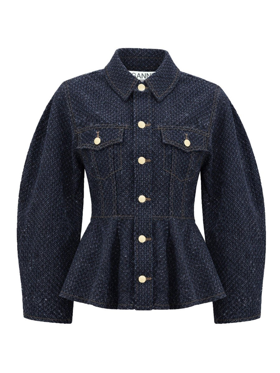 Ganni Women's Peplum Jacket Blue