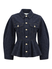 Ganni Women's Peplum Jacket Blue