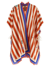 Fendi Pequin Print Poncho Gold
