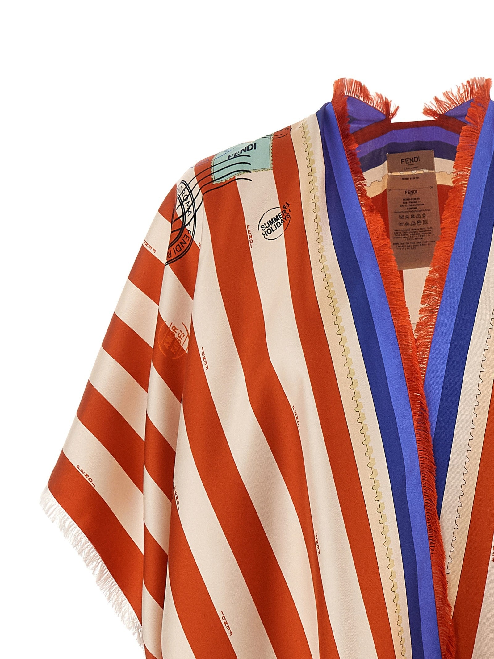 Fendi Pequin Print Poncho Gold