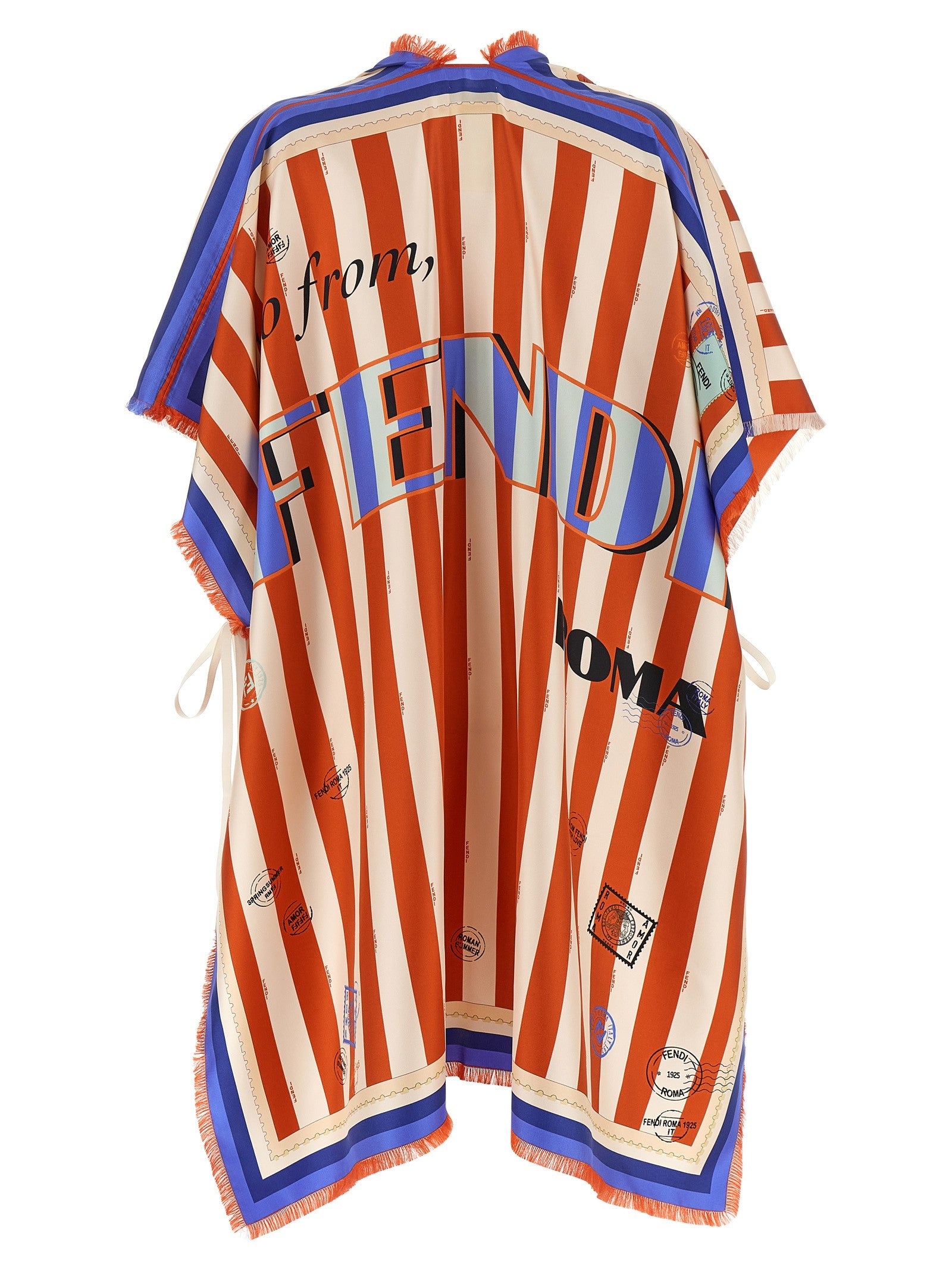 Fendi Pequin Print Poncho Gold