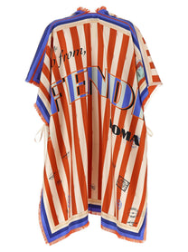 Fendi Pequin Print Poncho Gold