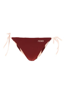 Fendi Pequin Reversible Bikini Bottoms Red