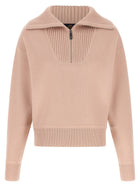 Perfect Moment Pink Merino Wool Half Zip Sweater Blue