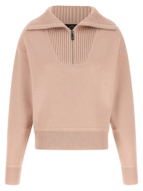 Perfect Moment Pink Merino Wool Half Zip Sweater Blue