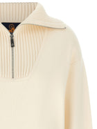 Perfect Moment Ultrafine Merino Wool Half Zip Sweater White, view 3