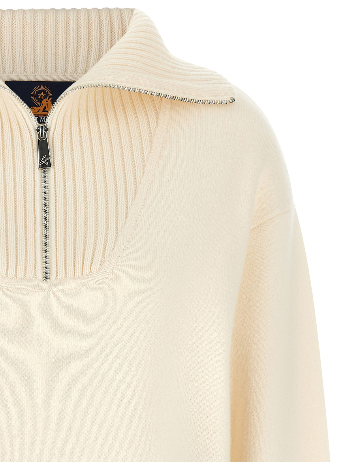 Perfect Moment Ultrafine Merino Wool Half Zip Sweater White, view 3