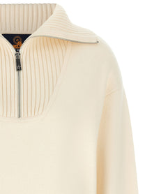 Perfect Moment Ultrafine Merino Wool Half Zip Sweater White, view 3