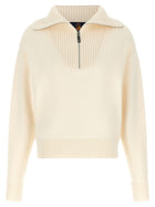 Perfect Moment Ultrafine Merino Wool Half Zip Sweater White