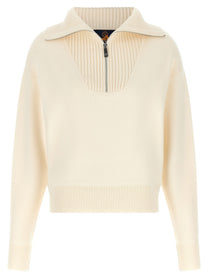 Perfect Moment Ultrafine Merino Wool Half Zip Sweater White