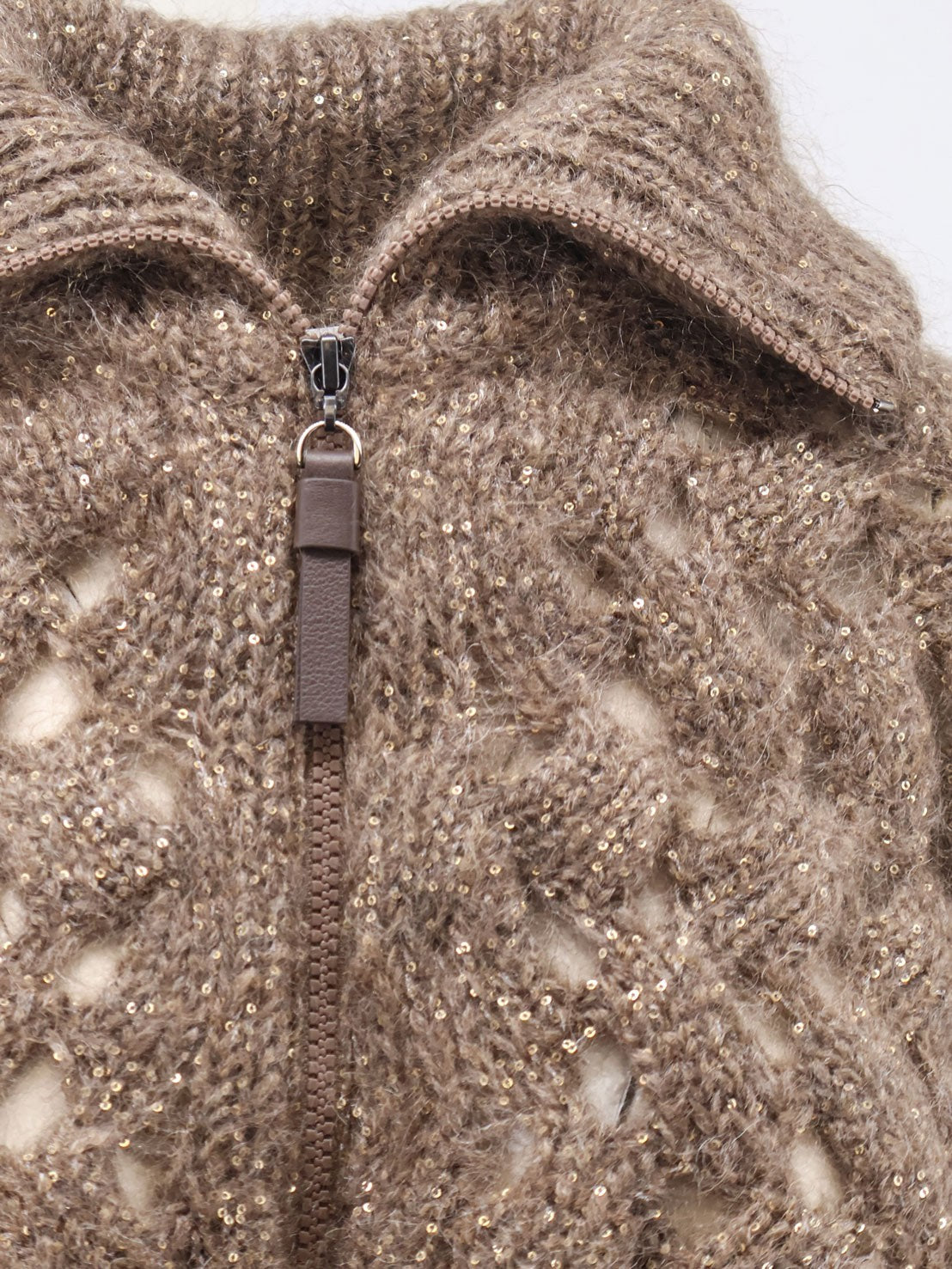 Brunello Cucinelli Women's Perforated Cardigan Brown
