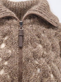Brunello Cucinelli Women's Perforated Cardigan Brown