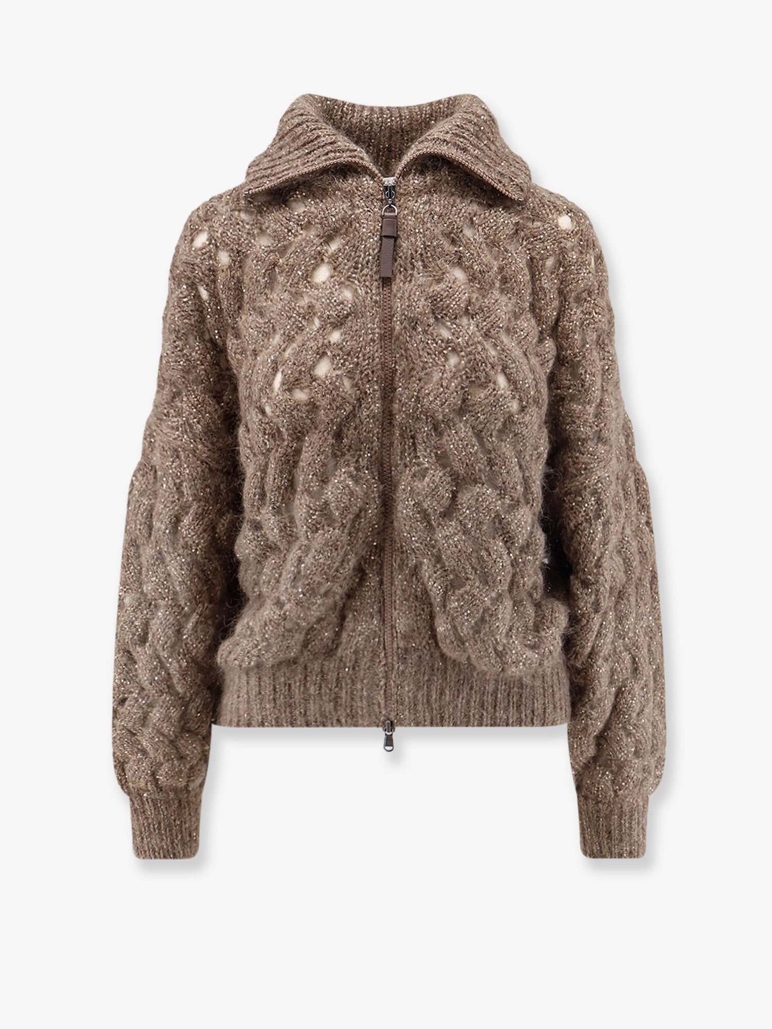 Brunello Cucinelli Women's Perforated Cardigan Brown