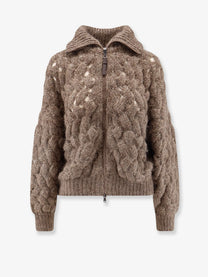Brunello Cucinelli Women's Perforated Cardigan Brown