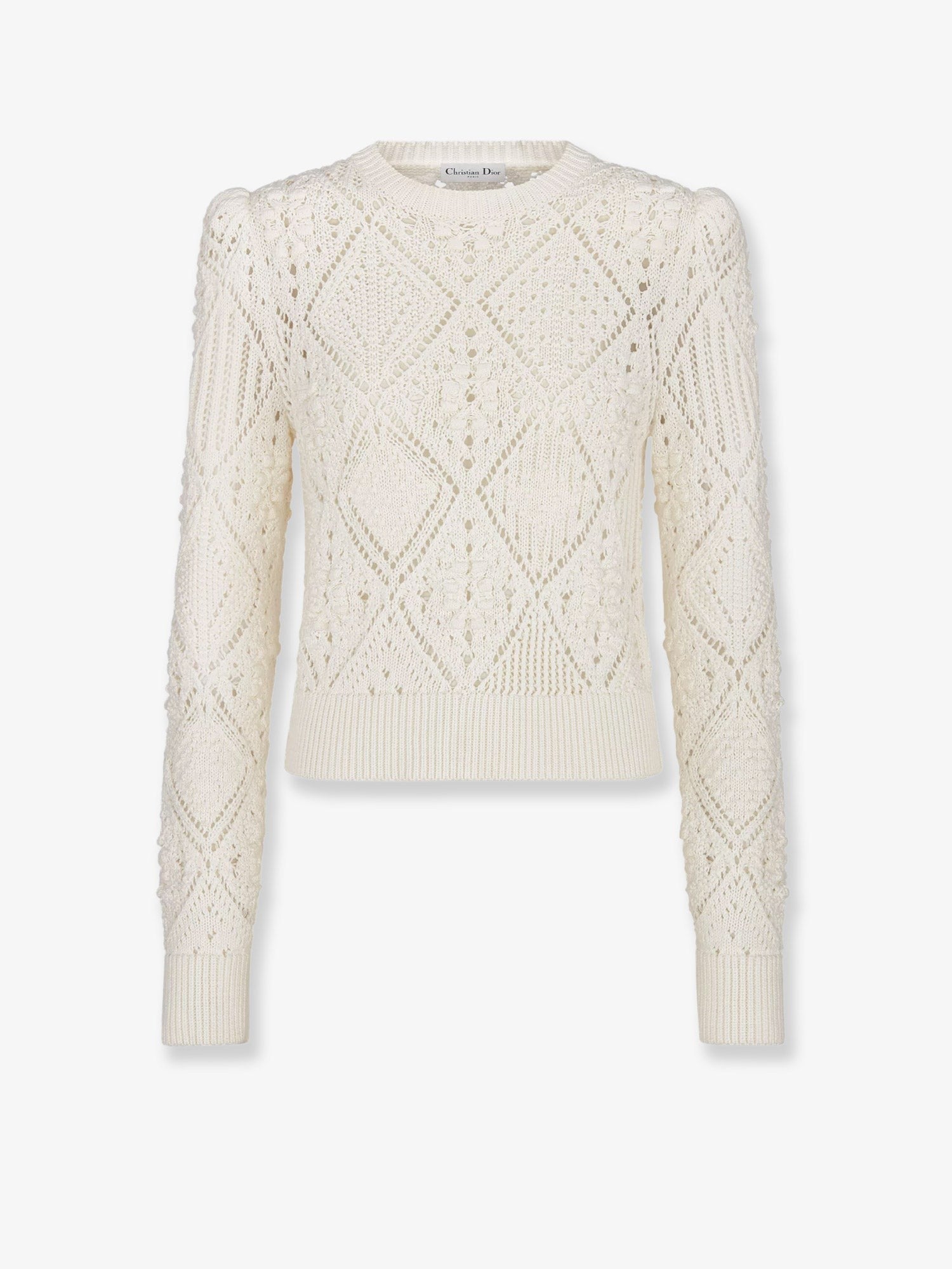 Dior Women's Perforated Cotton Sweater White Dior