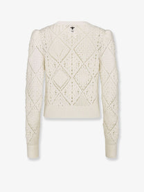 Dior Women's Perforated Cotton Sweater White Dior