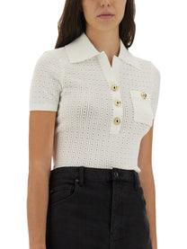 self-portrait Women's Perforated Knit Top White self-portrait