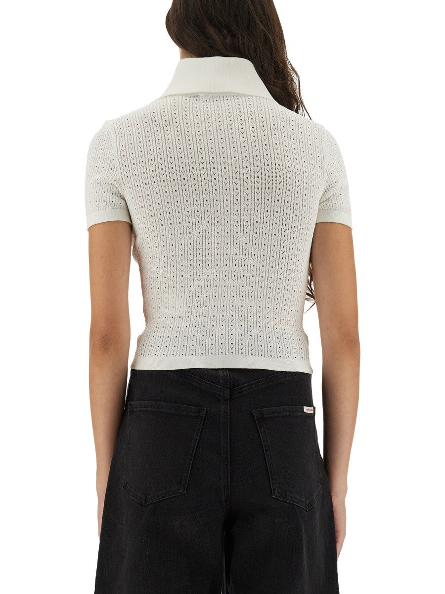 self-portrait Women's Perforated Knit Top White self-portrait