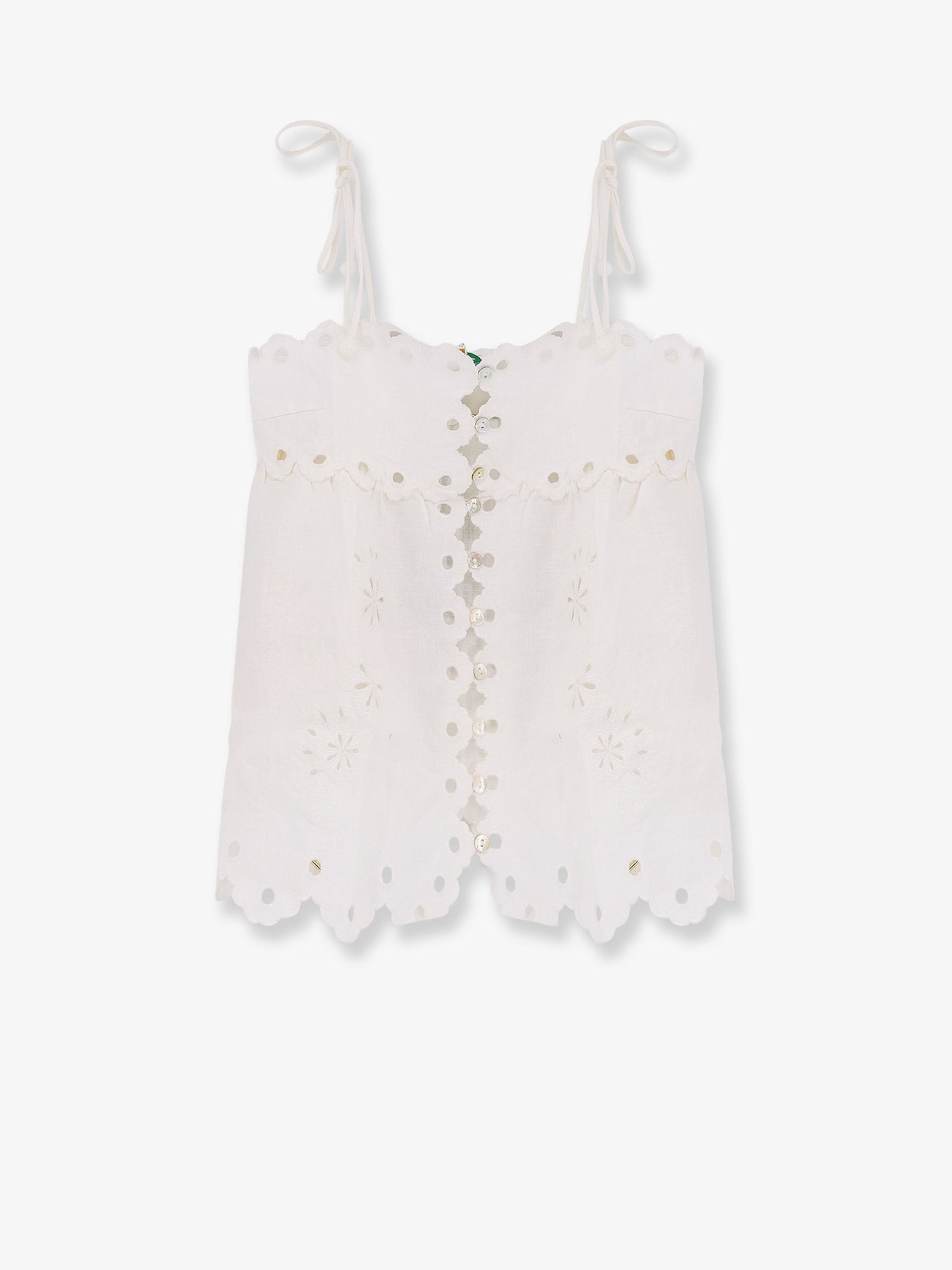 Farm Rio Women's Perforated Linen Top White Farm Rio