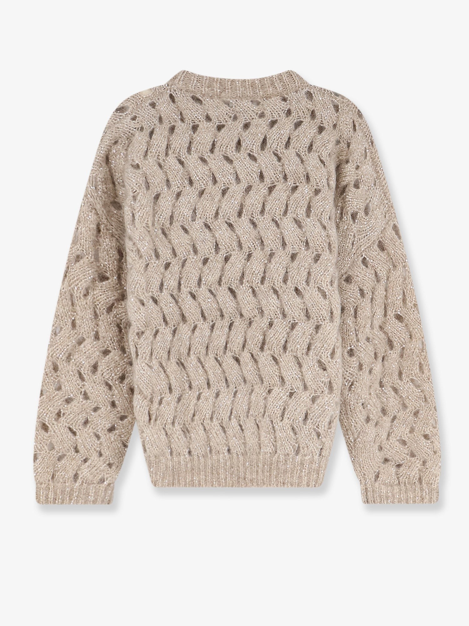 Brunello Cucinelli Women's Perforated Sweater Beige