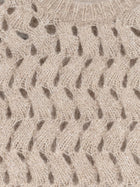 Brunello Cucinelli Women's Perforated Sweater Beige, view 3