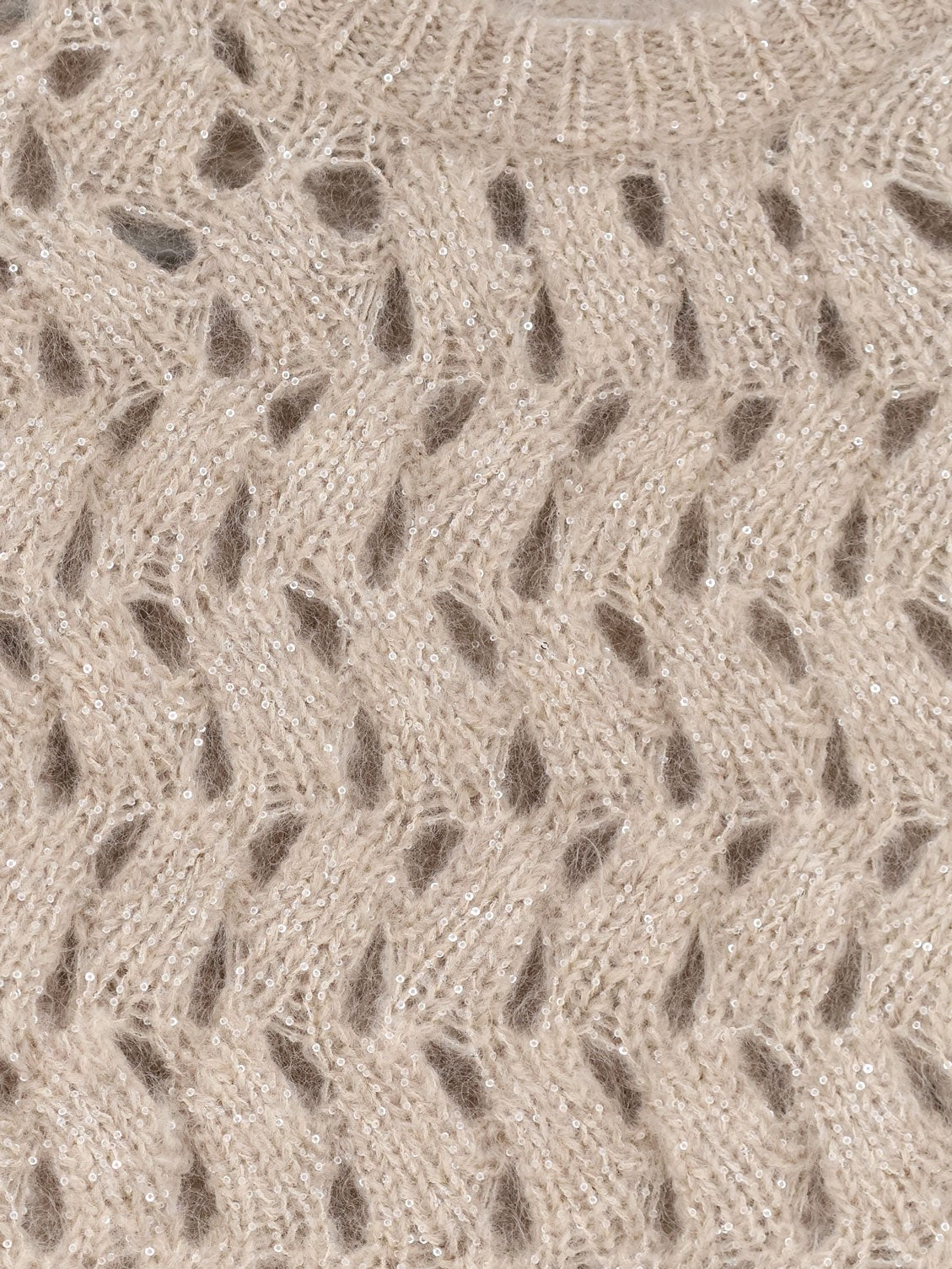 Brunello Cucinelli Women's Perforated Sweater Beige