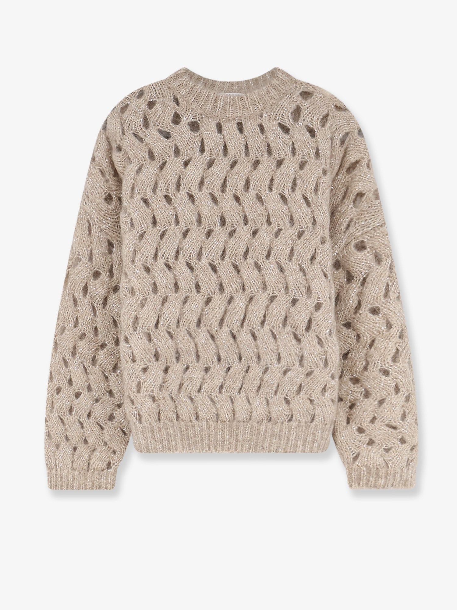 Brunello Cucinelli Women's Perforated Sweater Beige