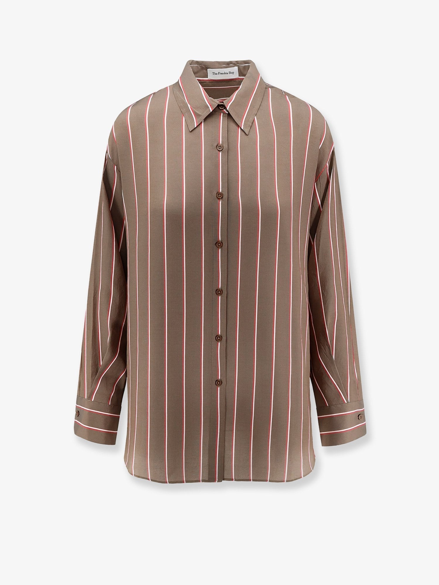 The Frankie Shop Women's Peri Fluid Viscose and Silk Shirt Brown