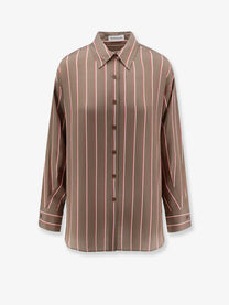 The Frankie Shop Women's Peri Fluid Viscose and Silk Shirt Brown