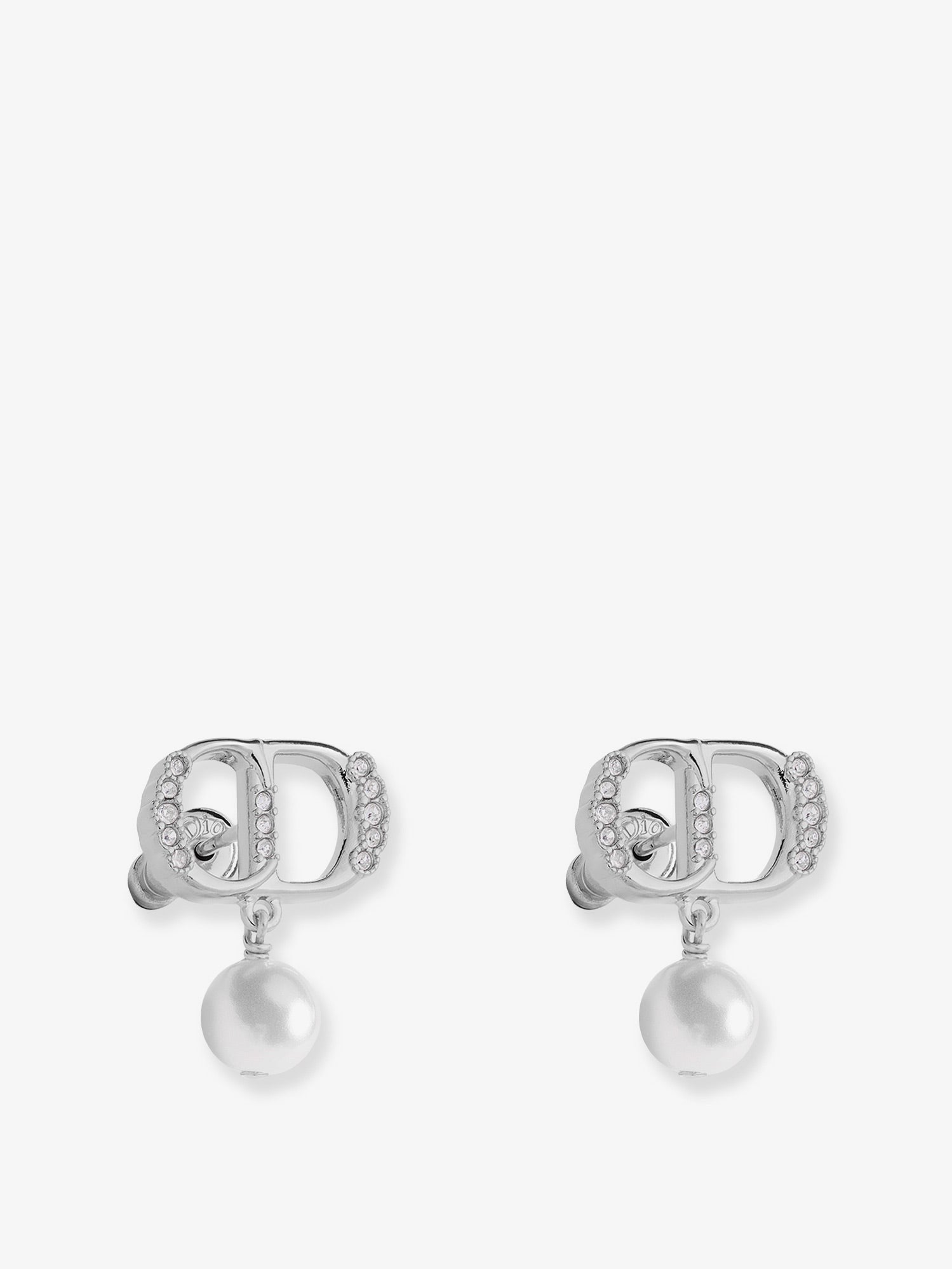 Dior Women's Petit CD Brass Earrings Silver